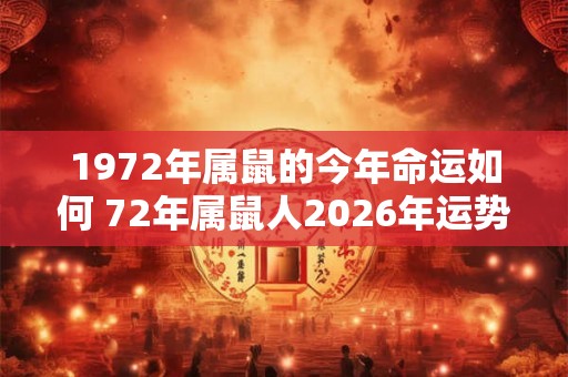 1972年属鼠的今年命运如何 72年属鼠人2026年运势怎么样