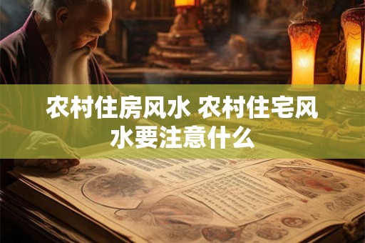 农村住房风水 农村住宅风水要注意什么
