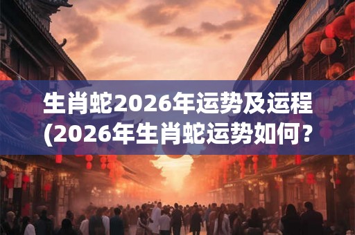 生肖蛇2026年运势及运程(2026年生肖蛇运势如何?详解运程和注意事项) 生肖蛇2026年运势及运程(2026年生肖蛇运势如何?详解运程和注意事项)