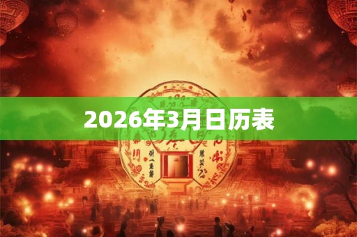 2026年3月日历表
