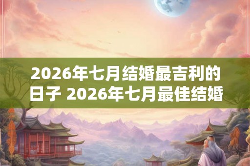 2026年七月结婚最吉利的日子 2026年七月最佳结婚日