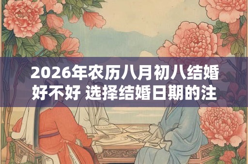 2026年农历八月初八结婚好不好 选择结婚日期的注意事项