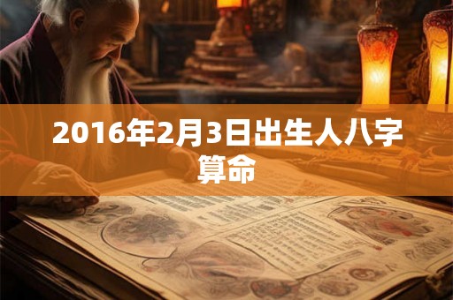 2016年2月3日出生人八字算命