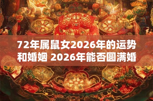72年属鼠女2026年的运势和婚姻 2026年能否圆满婚姻72属鼠女运势如何 72年属鼠女2026年的运势和婚姻 2026年能否圆满婚姻72属鼠女运势如何