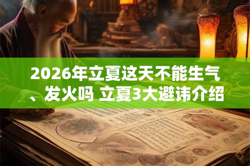 2026年立夏这天不能生气、发火吗 立夏3大避讳介绍
