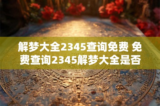 解梦大全2345查询免费 免费查询2345解梦大全是否可行