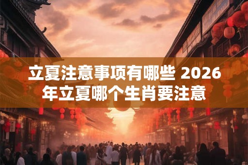 立夏注意事项有哪些 2026年立夏哪个生肖要注意 立夏注意事项有哪些 2026年立夏哪个生肖要注意