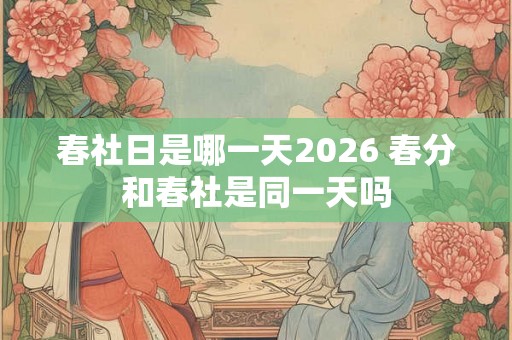 春社日是哪一天2026 春分和春社是同一天吗