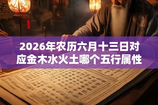 2026年农历六月十三日对应金木水火土哪个五行属性
