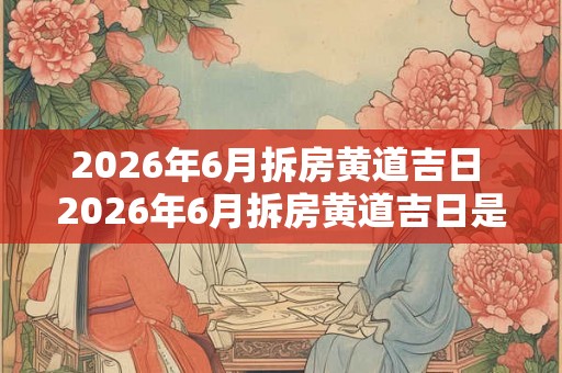 2026年6月拆房黄道吉日 2026年6月拆房黄道吉日是什么时候