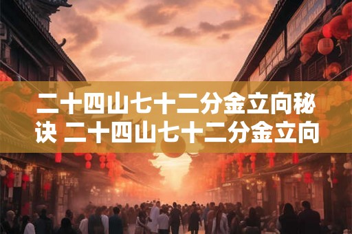 二十四山七十二分金立向秘诀 二十四山七十二分金立向秘诀是什么