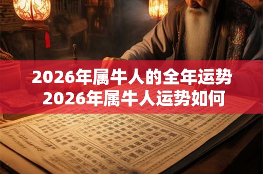 2026年属牛人的全年运势 2026年属牛人运势如何