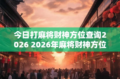 今日打麻将财神方位查询2026 2026年麻将财神方位在哪 今日打麻将财神方位查询2026 2026年麻将财神方位在哪