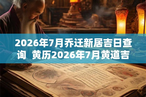 2026年7月乔迁新居吉日查询 黄历2026年7月黄道吉日查询 2026年7月乔迁新居吉日查询 黄历2026年7月黄道吉日查询