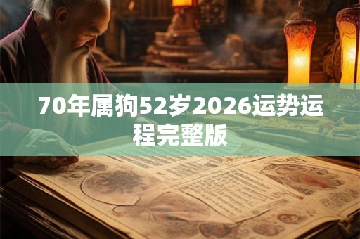 70年属狗52岁2026运势运程完整版