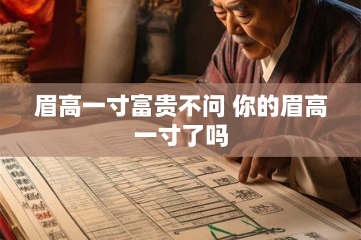眉高一寸富贵不问 你的眉高一寸了吗