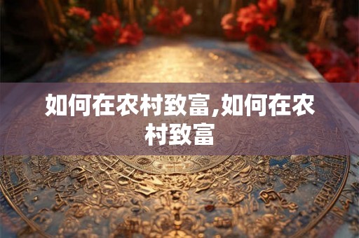 如何在农村致富,如何在农村致富