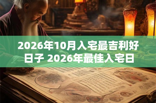 2026年10月入宅最吉利好日子 2026年最佳入宅日