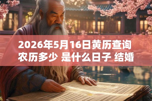 2026年5月16日黄历查询 农历多少 是什么日子 结婚吉时 2026年5月16日黄历查询 农历多少 是什么日子 结婚吉时