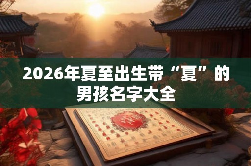 2026年夏至出生带“夏”的男孩名字大全
