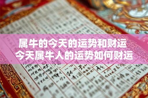 属牛的今天的运势和财运 今天属牛人的运势如何财运会好转吗