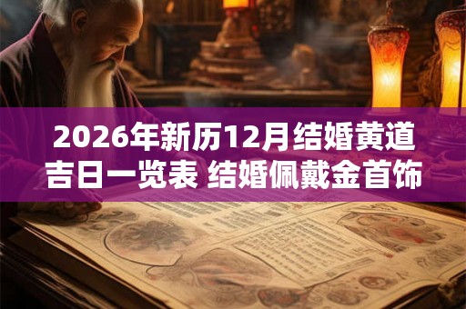 2026年新历12月结婚黄道吉日一览表 结婚佩戴金首饰的寓意