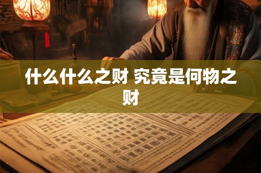 什么什么之财 究竟是何物之财