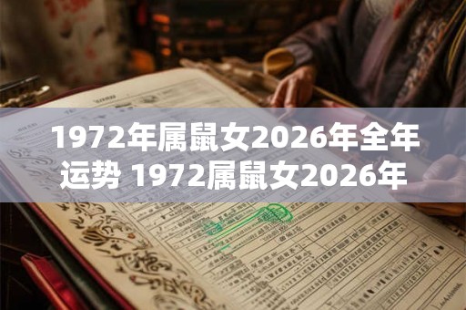 1972年属鼠女2026年全年运势 1972属鼠女2026年运势如何