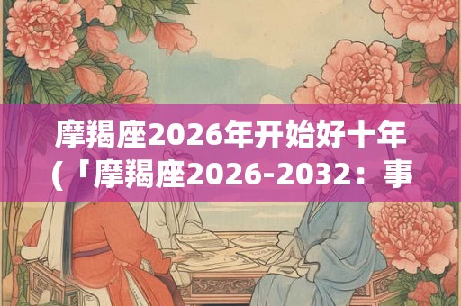 摩羯座2026年开始好十年(「摩羯座2026-2032：事业连连升，财富滚滚来？」)