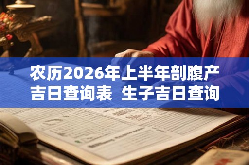 农历2026年上半年剖腹产吉日查询表  生子吉日查询