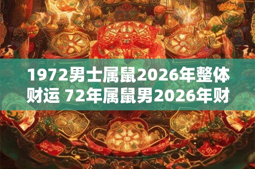 1972男士属鼠2026年整体财运 72年属鼠男2026年财运如何