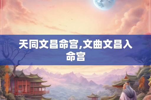 天同文昌命宫,文曲文昌入命宫