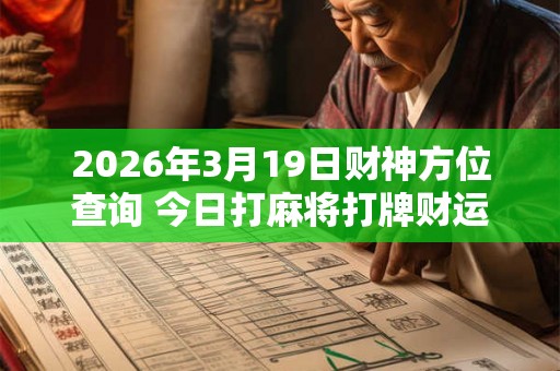2026年3月19日财神方位查询 今日打麻将打牌财运方位