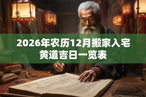 2026年农历12月搬家入宅黄道吉日一览表