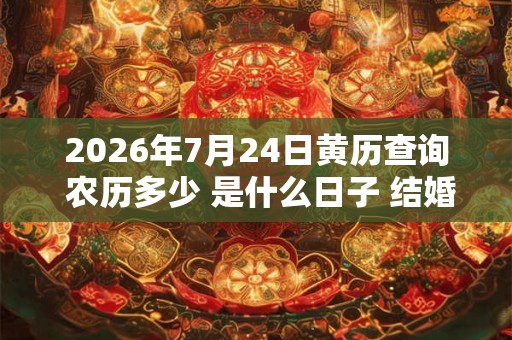2026年7月24日黄历查询 农历多少 是什么日子 结婚吉时 2026年7月24日黄历查询 农历多少 是什么日子 结婚吉时