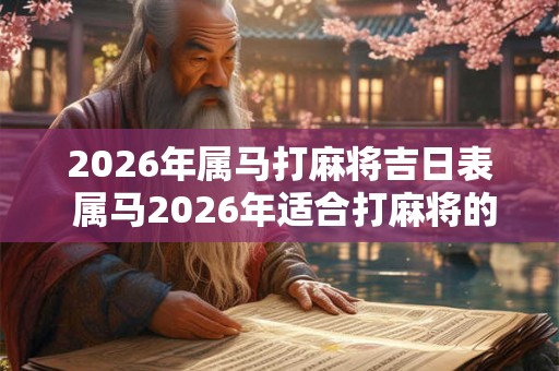 2026年属马打麻将吉日表 属马2026年适合打麻将的日子 2026年属马打麻将吉日表 属马2026年适合打麻将的日子