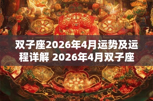 双子座2026年4月运势及运程详解 2026年4月双子座运势 双子座2026年4月运势及运程详解 2026年4月双子座运势
