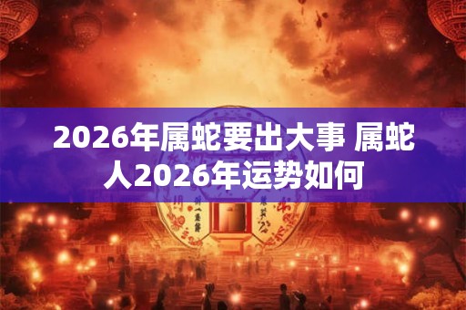 2026年属蛇要出大事 属蛇人2026年运势如何