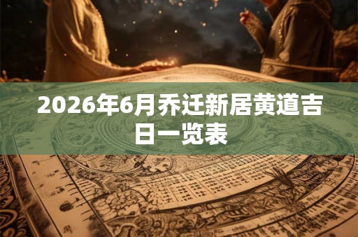 2026年6月乔迁新居黄道吉日一览表