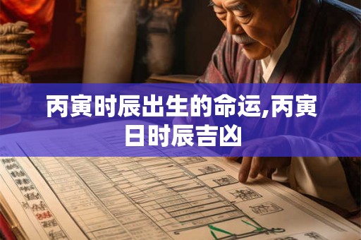 丙寅时辰出生的命运,丙寅日时辰吉凶
