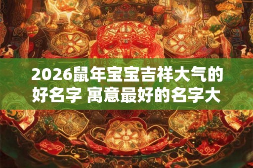 2026鼠年宝宝吉祥大气的好名字 寓意最好的名字大全
