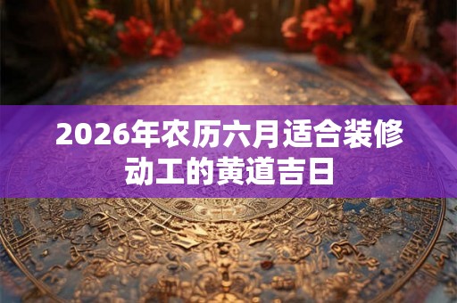 2026年农历六月适合装修动工的黄道吉日