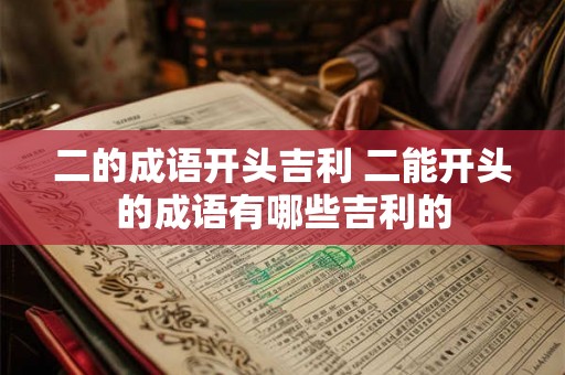二的成语开头吉利 二能开头的成语有哪些吉利的 二的成语开头吉利 二能开头的成语有哪些吉利的