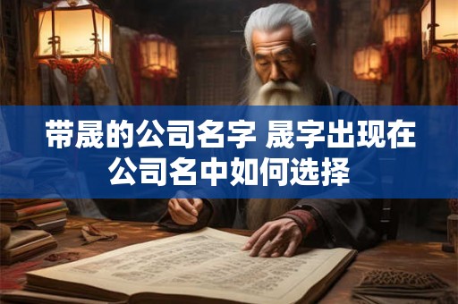 带晟的公司名字 晟字出现在公司名中如何选择