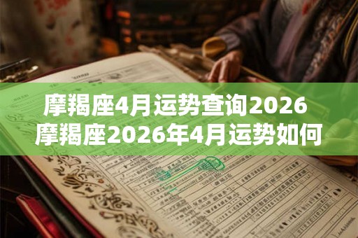 摩羯座4月运势查询2026 摩羯座2026年4月运势如何