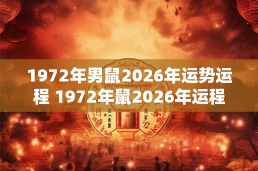 1972年男鼠2026年运势运程 1972年鼠2026年运程如何