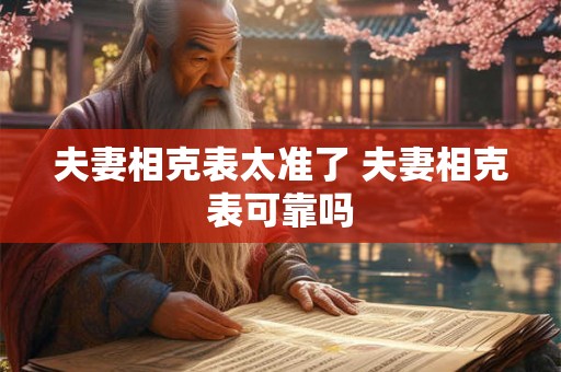 夫妻相克表太准了 夫妻相克表可靠吗