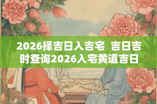 2026择吉日入吉宅  吉日吉时查询2026入宅黄道吉日查询