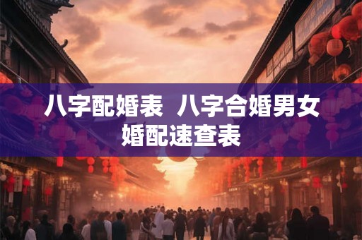 八字配婚表  八字合婚男女婚配速查表