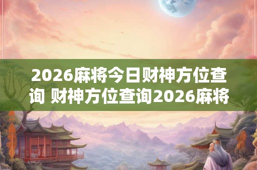2026麻将今日财神方位查询 财神方位查询2026麻将如何操作